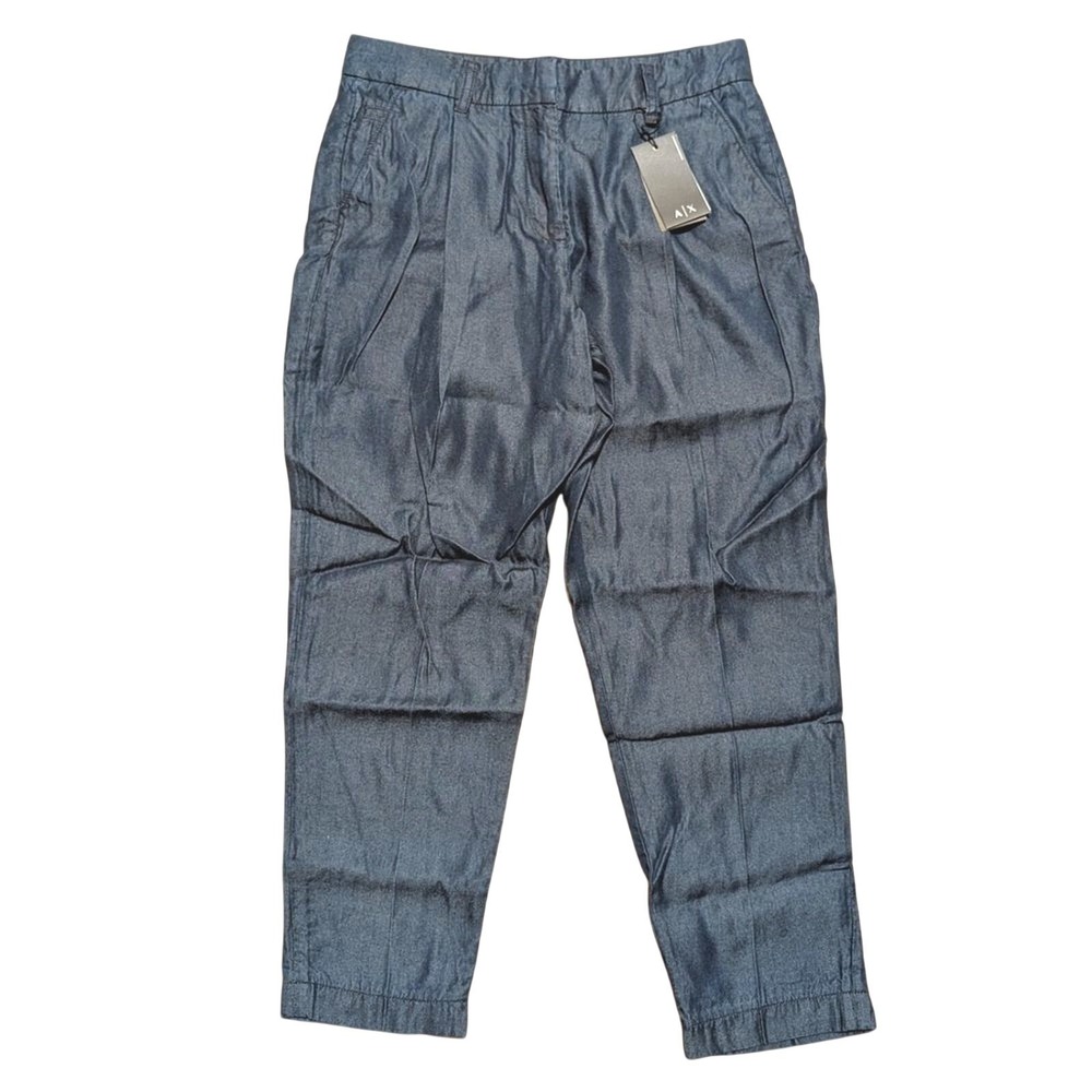 Armani Exchange Trouser Pants Jeans Womens 6 Tencel Cropped Denim Capri NWT NEW